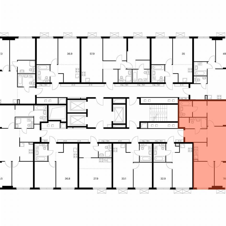 3-к. квартира, 78,6 м², 12/24 эт.