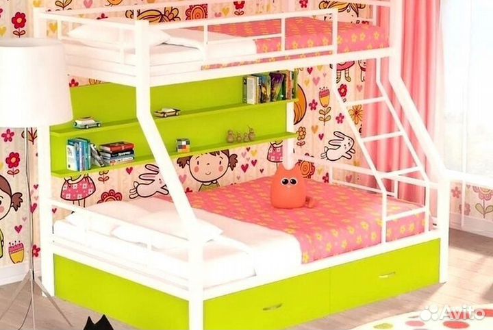 Двухъярусная кровать манеж с высокими бортиками