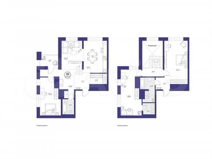 4-к. квартира, 133,2 м², 22/23 эт.