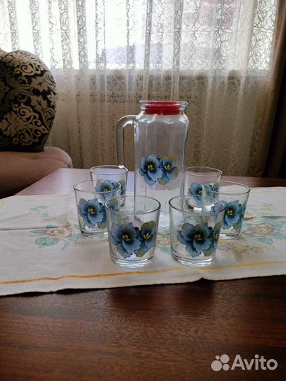 Набор кувшин и стаканы, стекло (7 предметов)
