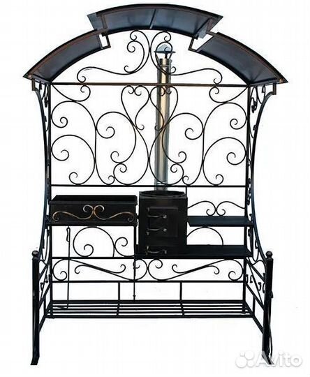 Мангал с печью под казан и крышей