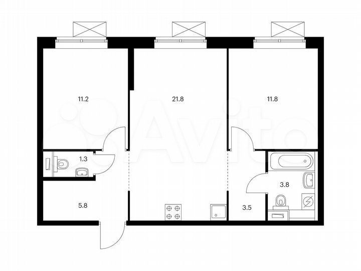 2-к. квартира, 59,2 м², 30/33 эт.