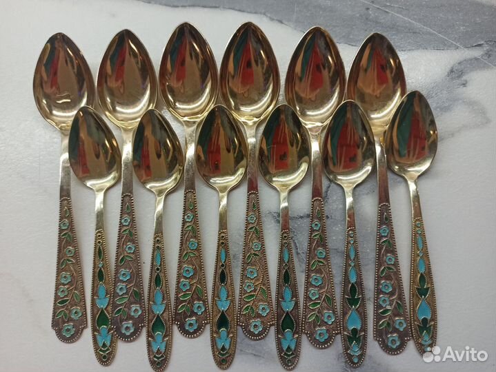 Чайные и десертные ложки с эмалью СССР