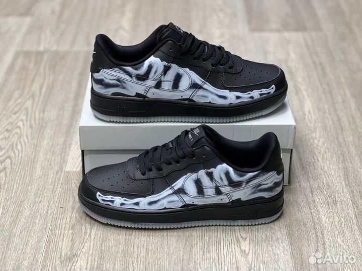 Кроссовки Nike Air Force 1 Skeleton Black (36-45)