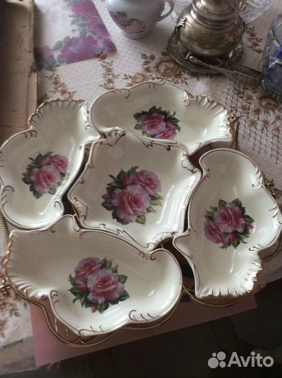 Менажница, блюдца лфз, чешские фарфоровые тарелки