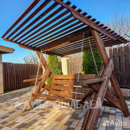 Качели садовые деревянные