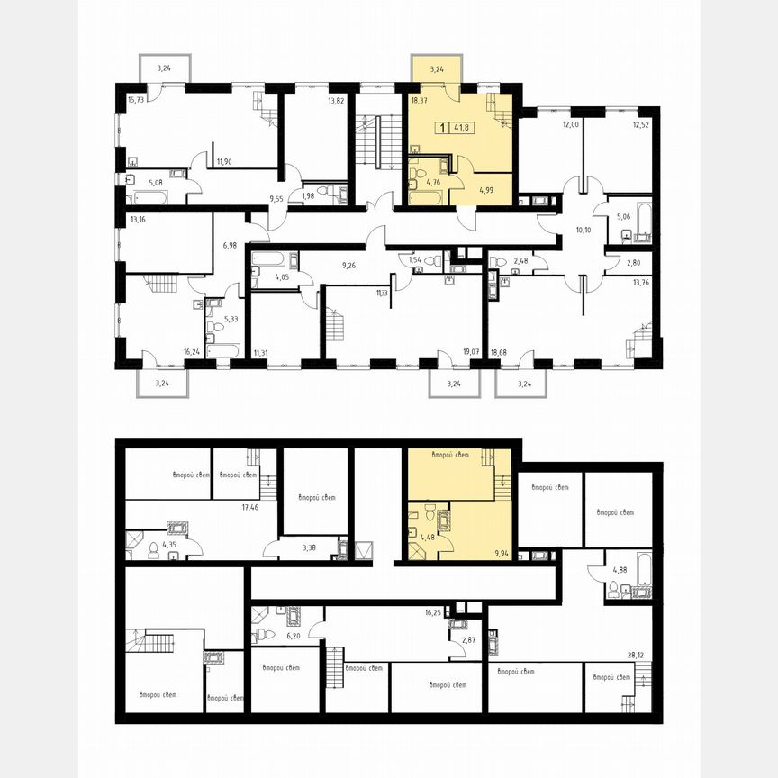 1-к. квартира, 41,8 м², 3/3 эт.