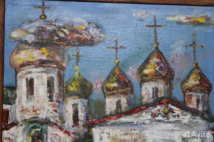 Картина Храм и Монахи. 2000год