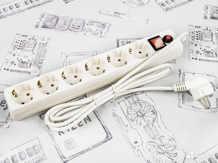 Сетевой фильтр Гарнизон енв-6 1.8м 6 розеток