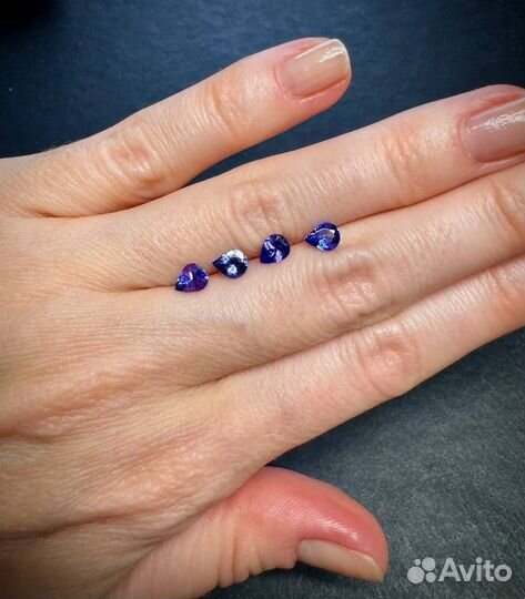 Танзаниты топового цвета 1,22 ct 4 шт