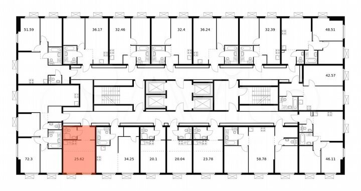 Квартира-студия, 25,6 м², 23/33 эт.