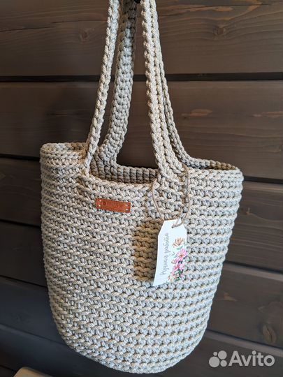 Вязанный крючком шоппер,летний,пляжный, стильный