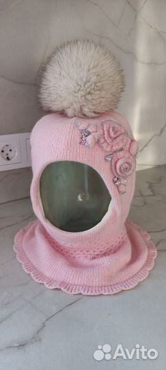 Шапка шлем для девочки зимняя 52 54