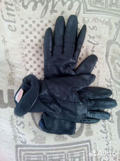 Чёрные кожаные перчатки (возможен обмен)
