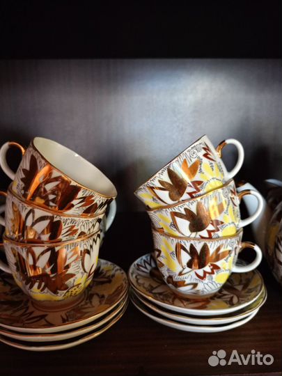Сервиз Золотые ромашки. СССР, лфз, клеймо, 35 пред