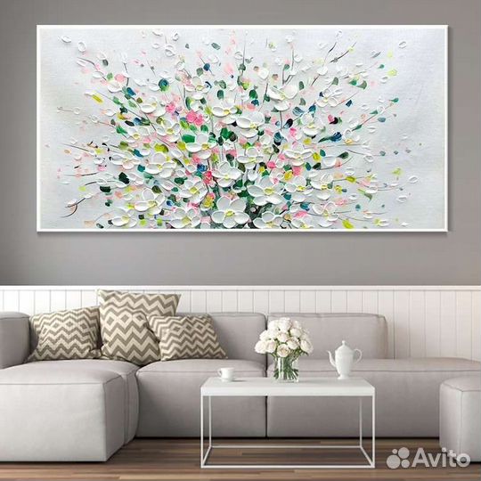 Объёмная картина маслом в подарок букет