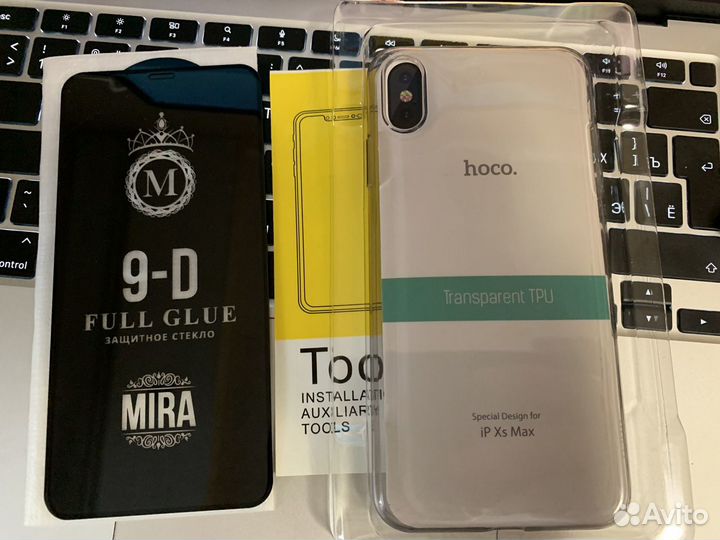 Защитное стекло iPhone XS MAX + чехол