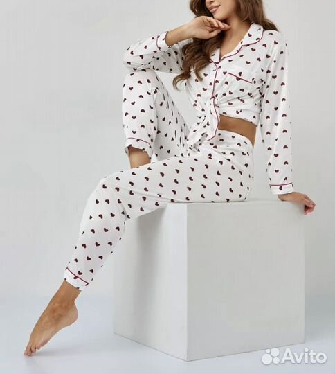 Мягкая пижамка с сердечками (хлопок)