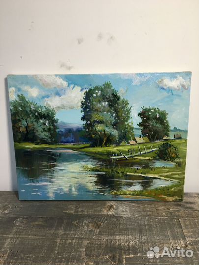 Картина маслом на холсте летний пейзаж лето