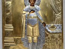 Икона Александр Невский, серебро, эмаль, 19 век