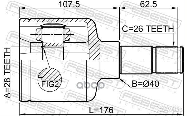 Шрус внутренний L 28x40x26 ford mondeo CA2