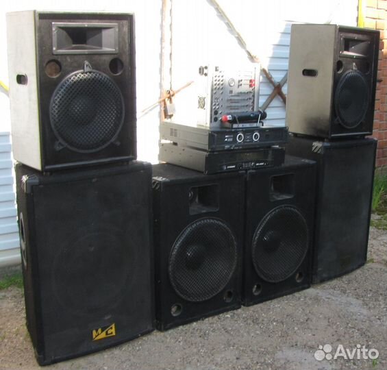 Колонки 3000W 6шт D12-15 усилители микшер микрофон