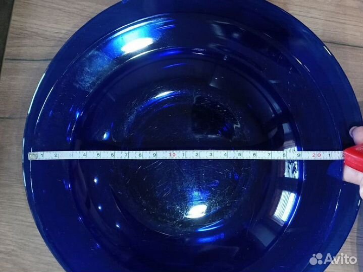Тарелки синие, советское стекло синее, СССР стекло