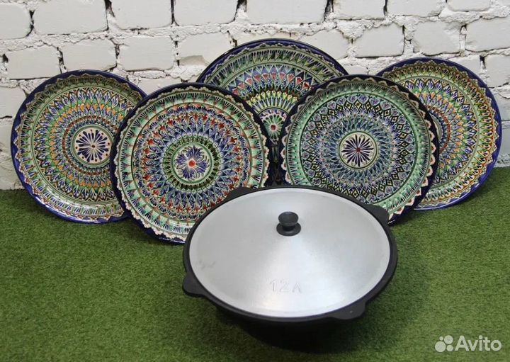 Чугунный казан 12 литров с печью с дверцей и труба