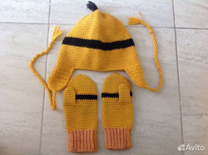 Шапка + варежки любовь, 8-9 лет