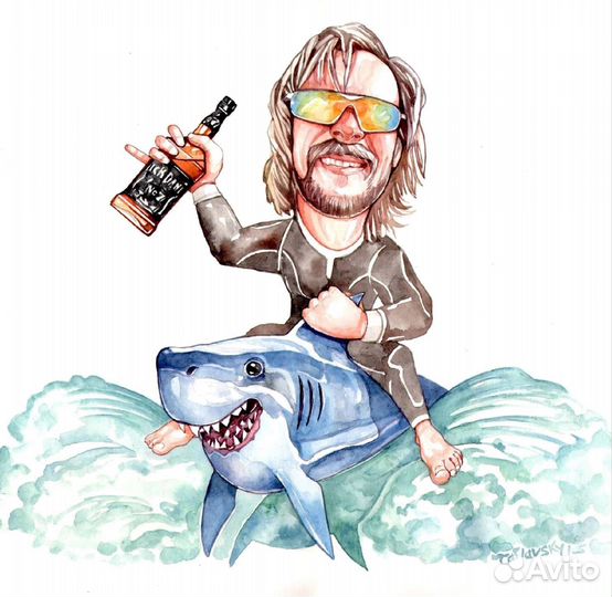 Шарж по фото шаржист на мероприятие портет