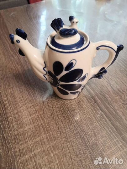 Чайник в форме петуха Гжель 1980