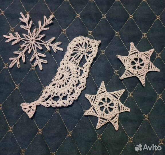 Вязаные новогодние снежинки и ангелы