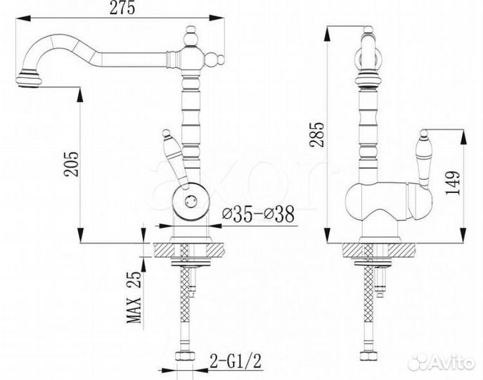 Смеситель Timo для кухни Morea 2406 F Sandy
