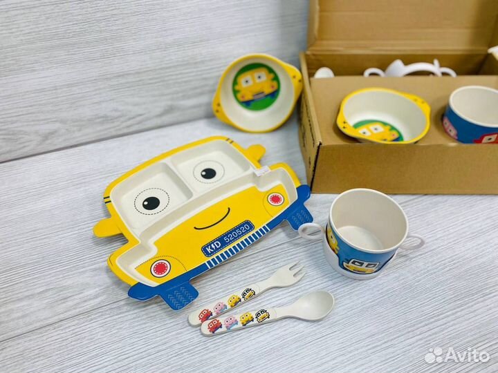 Набор посуды из бамбука Тачки, бамбуковая посуда