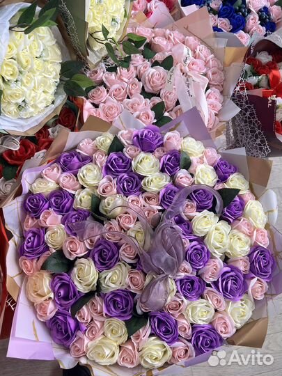 101 мыльных роз букеты большие