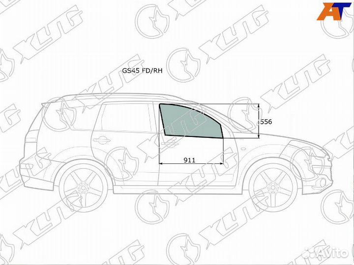 Стекло двери передней правой MS Outlander XL