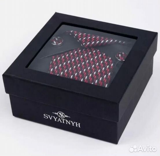 Галстук, запонки, платок набор