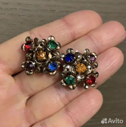 Антикварные серебряные серьги на винтах