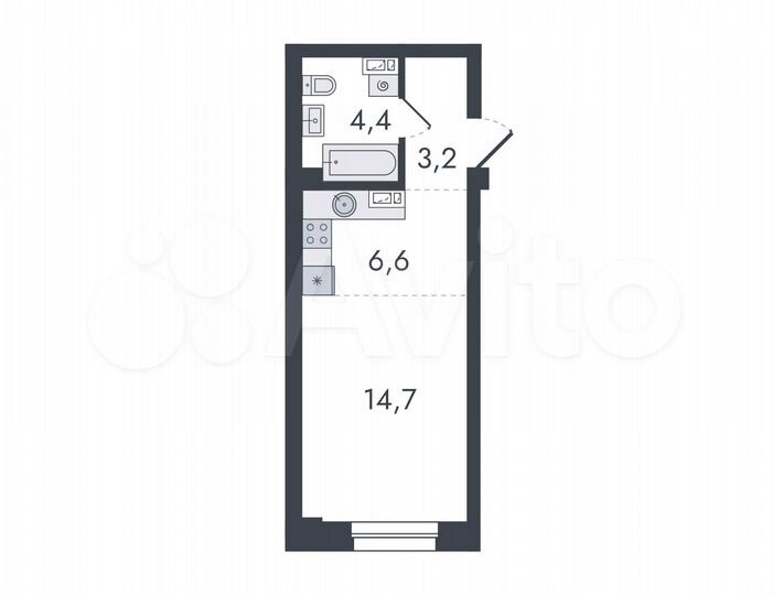 Квартира-студия, 28,9 м², 9/16 эт.