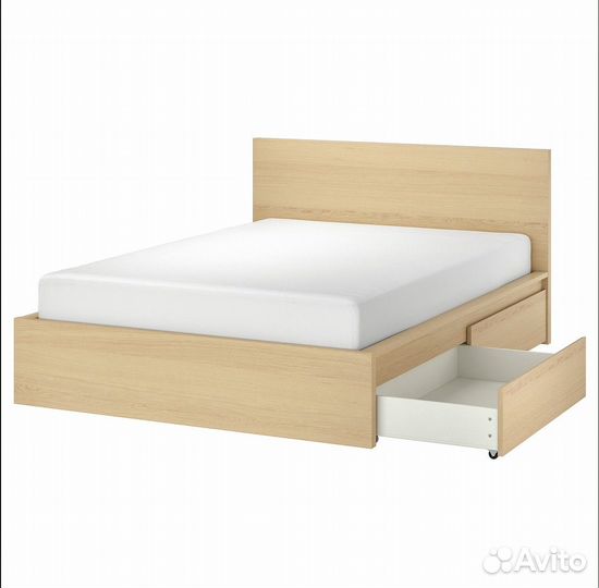 Кровать IKEA Мальм 180х200 дубовый шпон беленый