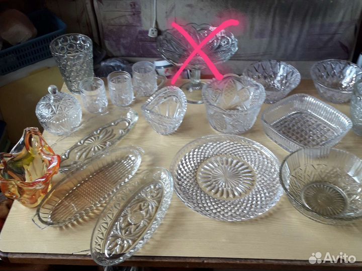 Хрустальные рюмки, вазы, пепельницы СССР, разные