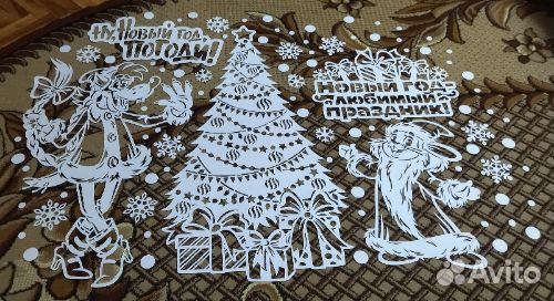 Новогодние украшения на окна (вытынанки)