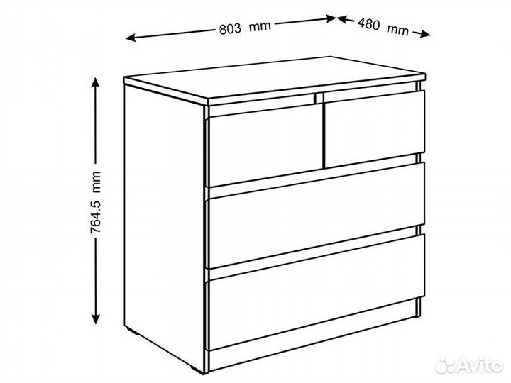 Мальта комод 2+2 ящика 80х76 Белый