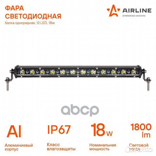 Фара светодиодная (балка) однорядная 12LED нап