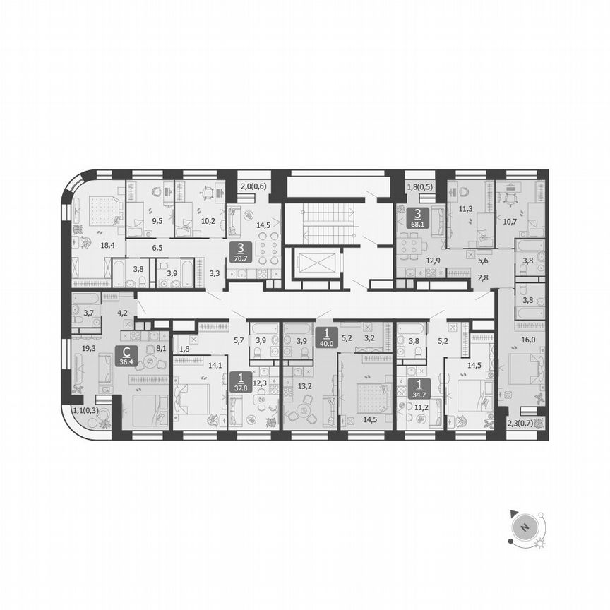3-к. квартира, 70,7 м², 4/5 эт.