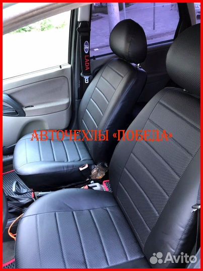 Чехлы LADA Kalina из экокожи чёрные Классика