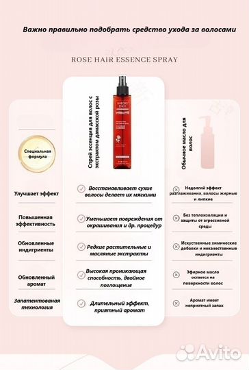 Спрей - Эссенция для Волос с дамасской розой. Нови