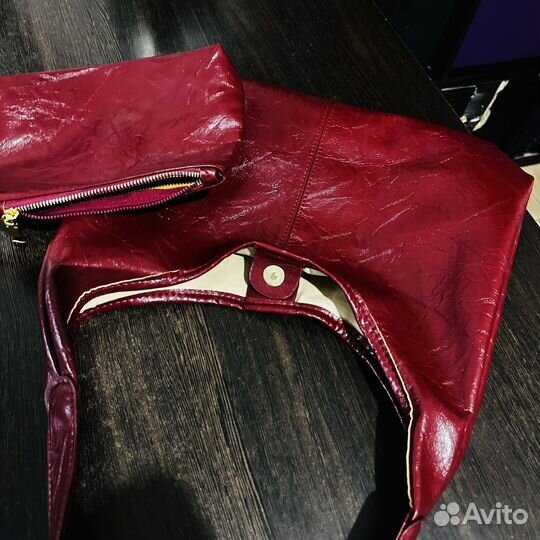 Сумка женская кожа винтаж бардо