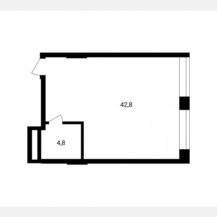 1-к. апартаменты, 47,6 м², 4/14 эт.