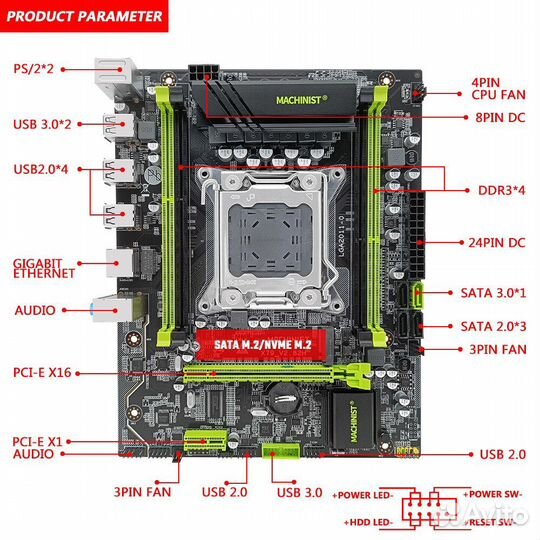 Комплект 20 потоков (E5-2670V2 + Плата) (LGA2011)